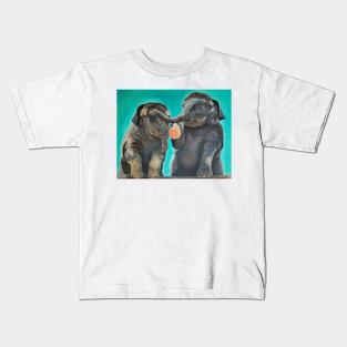 Baby elephants acrylic painting Kids T-Shirt